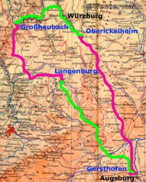 Alpinradler, Plan, Rennrad, Tour, Augsburg, Würzburg, Bayern, Oberickelsheim, Langenburg, Kocher, Jagst, Main, Großheubach