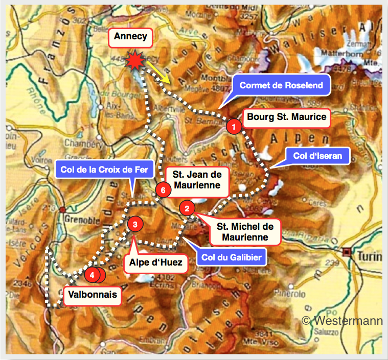 Graphik, Rennrad, Tour, Plan, Rhône-Alpes, savoien, Savoie, französische Alpen, Annecy, 