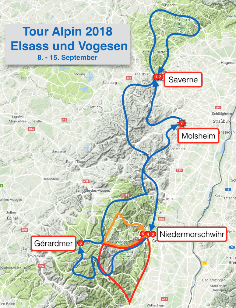 Tour Alpin 2018, Plan, Graphik, Rennrad, Cyclisme, Alpinradler, Tour, Graphik, Elsass